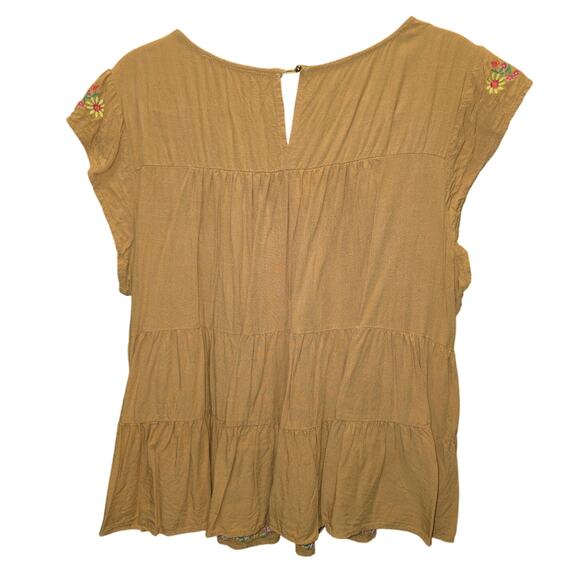 Savanna Jane Embroidered Floral Boho Yellow Flowy Blouse Size 2X GUC - Picture 2 of 4